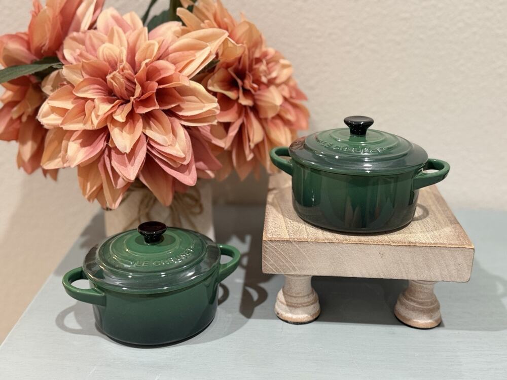 Le Creuset 8 oz Mini Cocotte Round Stoneware - Cactus Green - RARE